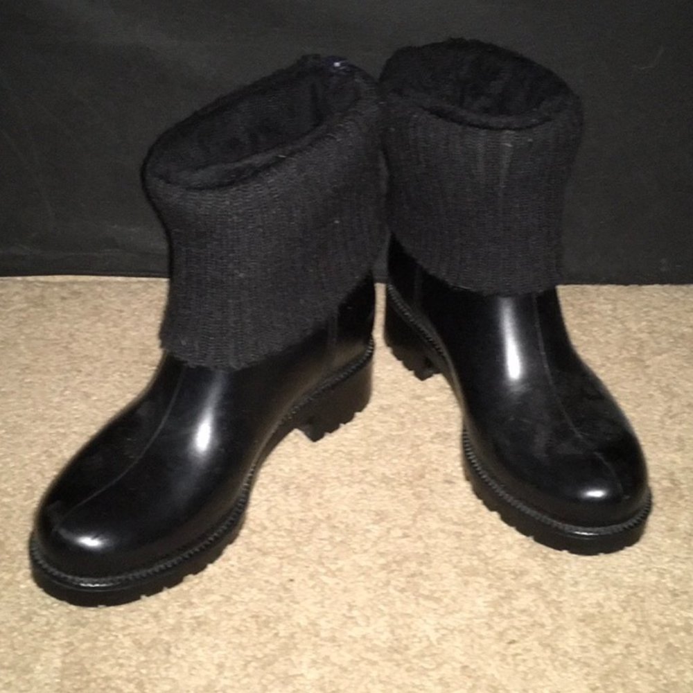 Tommy Hilfiger TWSILVINA Rubber and Knit Cuff Rain boots